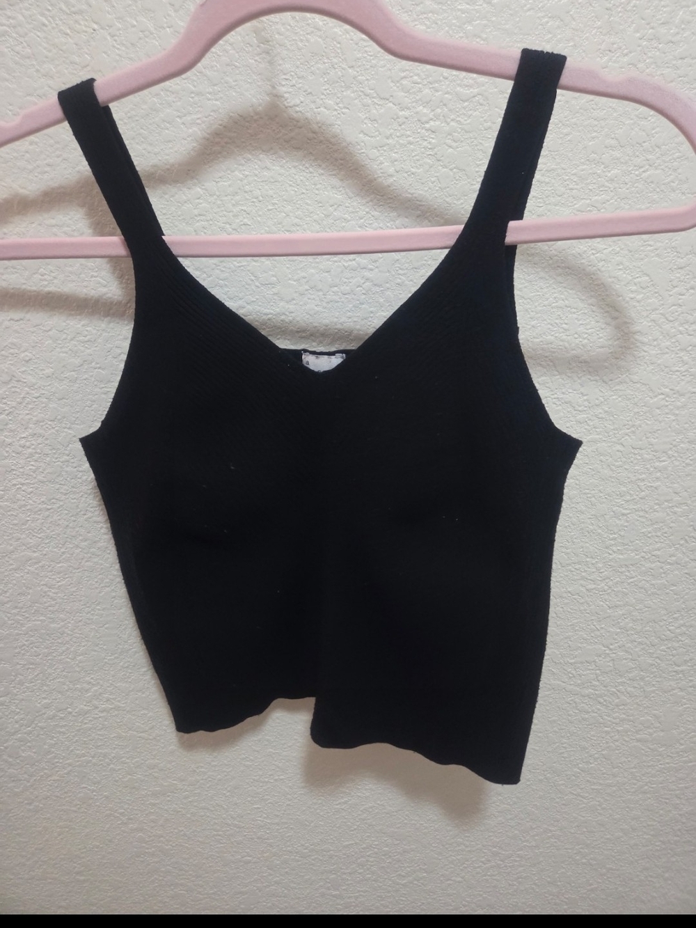 a new day Black Ribbed V‑Neck Tank Top